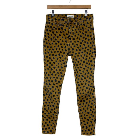 Madewell Womens 10" High Rise Cheetah Print Skinny Jeans Size 28 Brown Safari - Picture 2 of 10